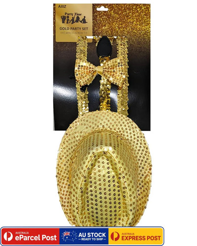Tm437 sequins gold - hat, tie