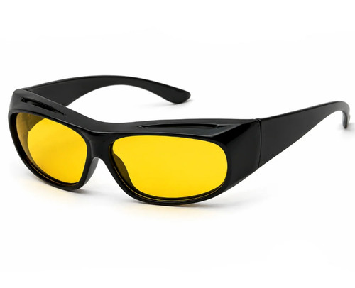 Yellow lens wraparound glasses - lens,